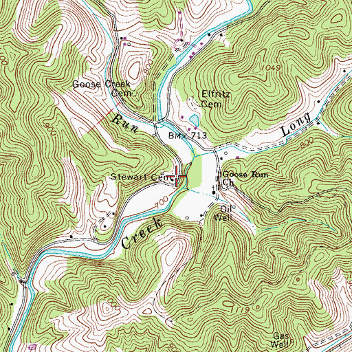 Topographic Map of Stewart Cemetery, WV