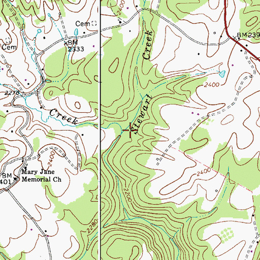 Topographic Map of Stewart Creek, WV
