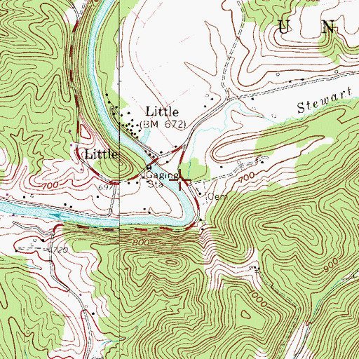Topographic Map of Stewart Run, WV
