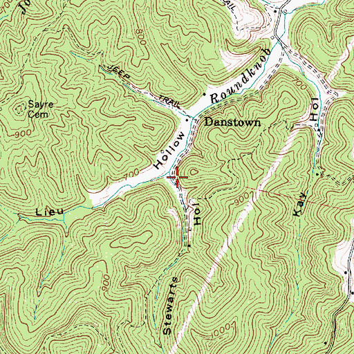 Topographic Map of Stewarts Hollow, WV