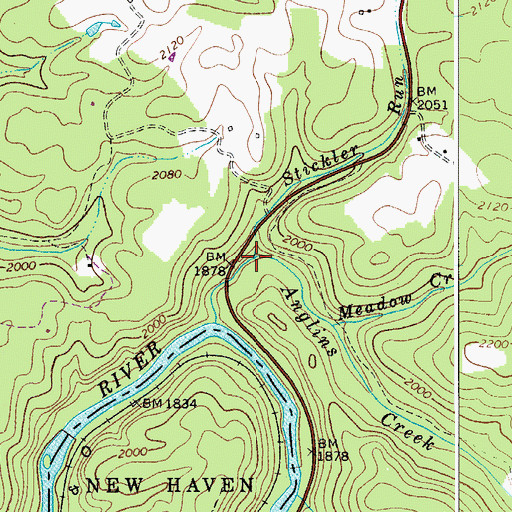 Topographic Map of Stickler Run, WV