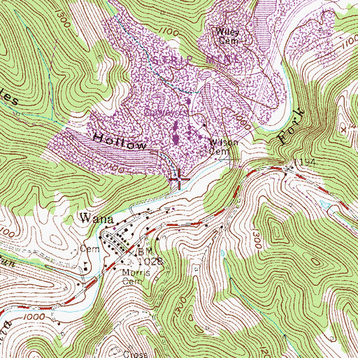 Topographic Map of Stiles Hollow, WV