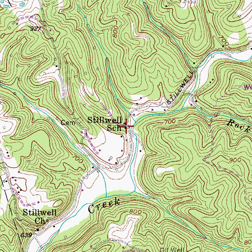 Topographic Map of Stillwell School (historical), WV