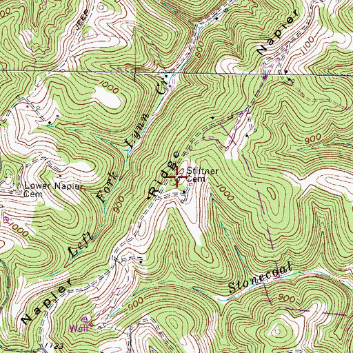 Topographic Map of Stiltner Cemetery, WV