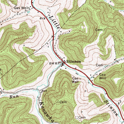 Topographic Map of Stinson Creek, WV