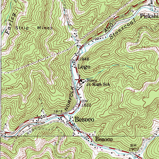 Topographic Map of Stoco Jr High School (historical), WV