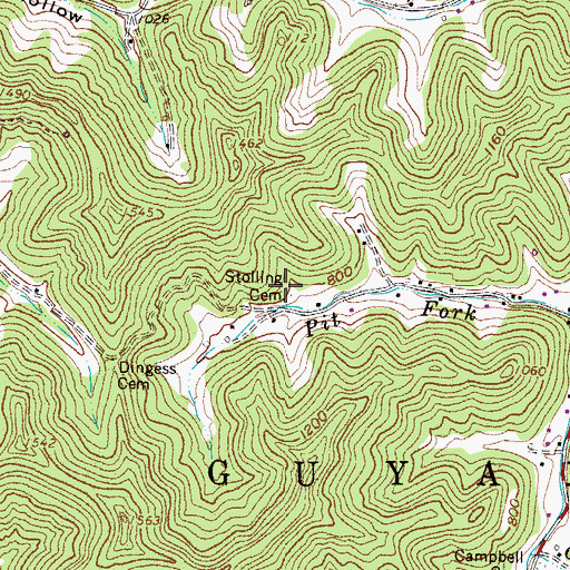 Topographic Map of Stolling Cemetery, WV