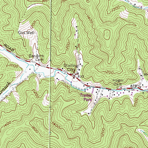 Topographic Map of Stolling Cemetery, WV