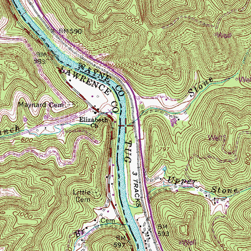 Topographic Map of Stone Branch, WV