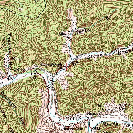 Topographic Map of Stone Branch Church, WV