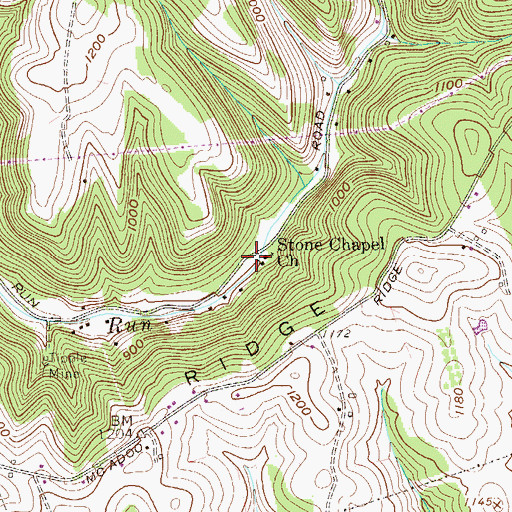 Topographic Map of Stone Chapel Church, WV