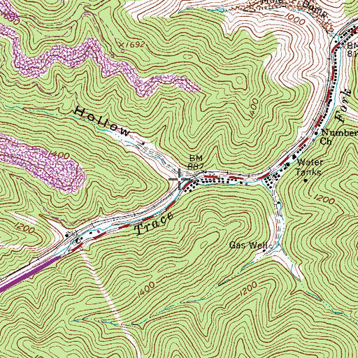 Topographic Map of Stone Hollow, WV