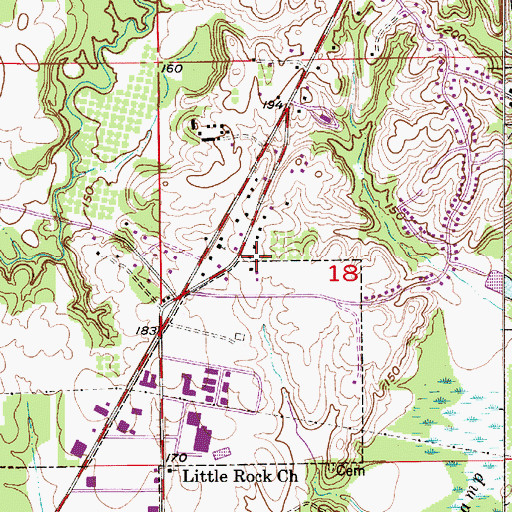 Topographic Map of Calvary Church, AL