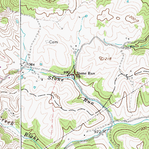 Topographic Map of Stone Run Church, WV