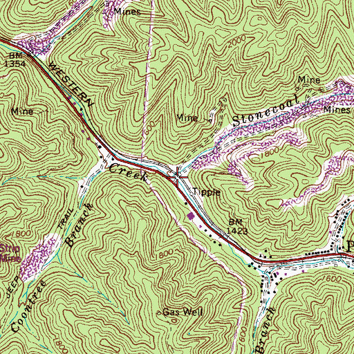 Topographic Map of Stonecoal Branch, WV