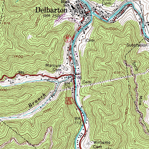 Topographic Map of Stonecoal Branch, WV
