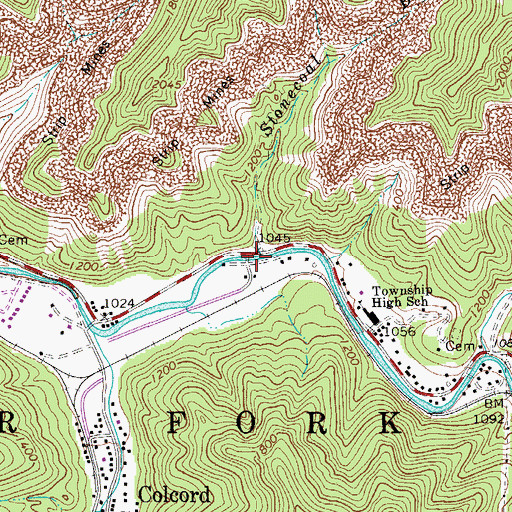 Topographic Map of Stonecoal Creek, WV
