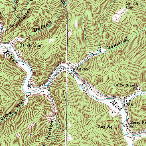 Topographic Map of Stonecoal Branch, WV