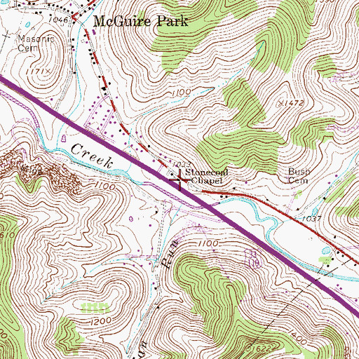 Topographic Map of Stonecoal United Methodist Church, WV