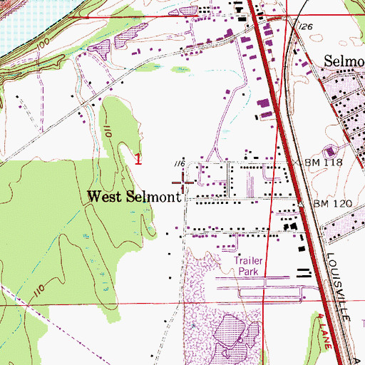 Topographic Map of New Mission Church, AL