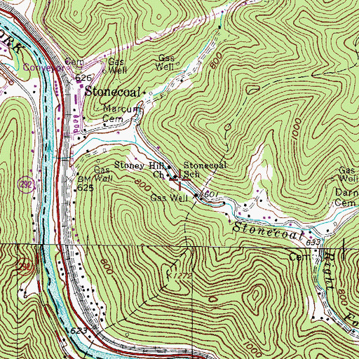 Topographic Map of Stonecoal School (historical), WV