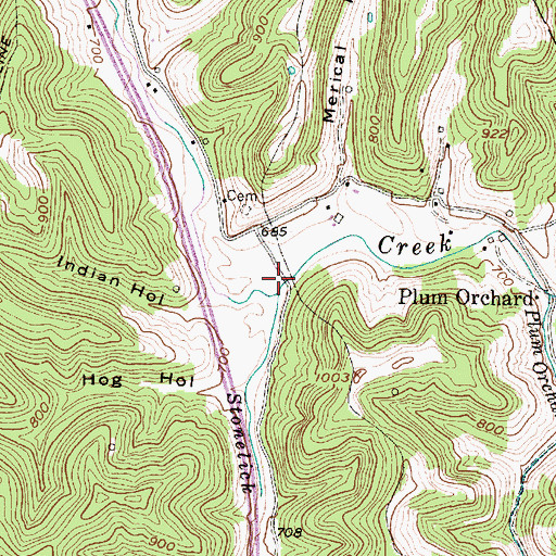 Topographic Map of Stonelick Creek, WV