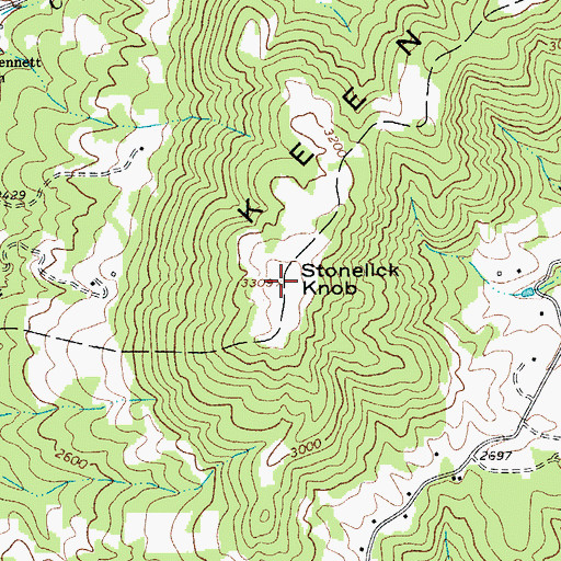 Topographic Map of Stonelick Knob, WV
