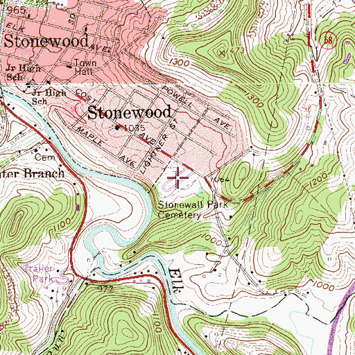 Topographic Map of Stonewall Park Cemetery, WV