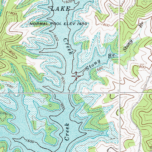 Topographic Map of Stony Branch, WV