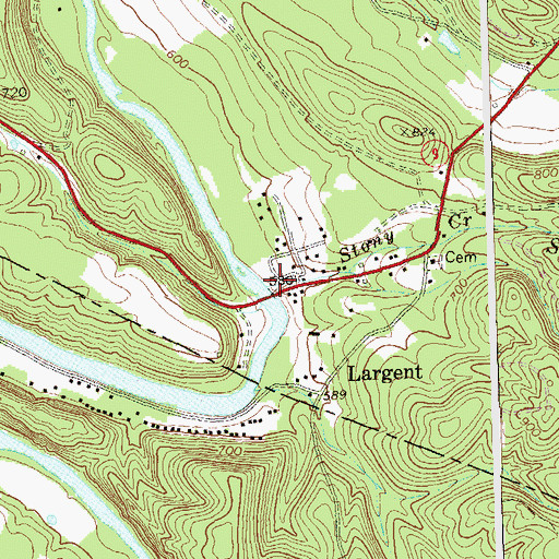 Topographic Map of Stony Creek, WV