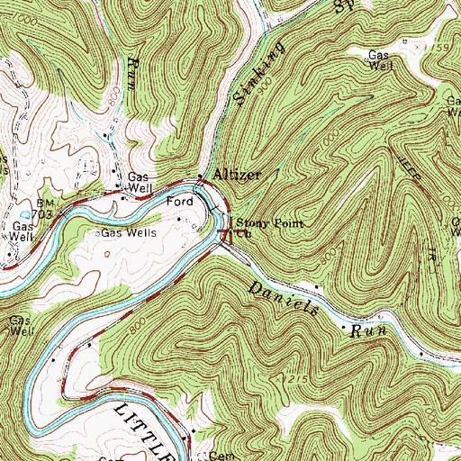 Topographic Map of Stony Point Church, WV