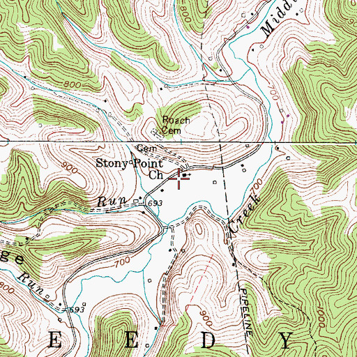 Topographic Map of Stoney Point United Methodist Church, WV