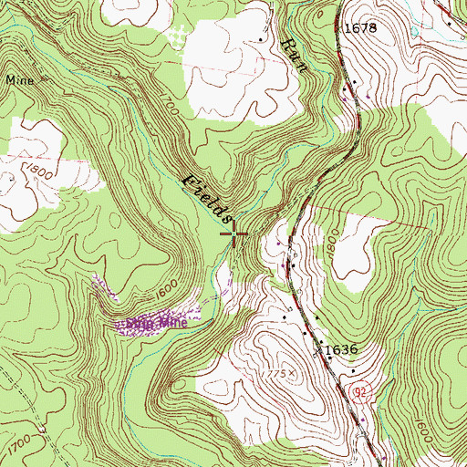 Topographic Map of Stony Run, WV