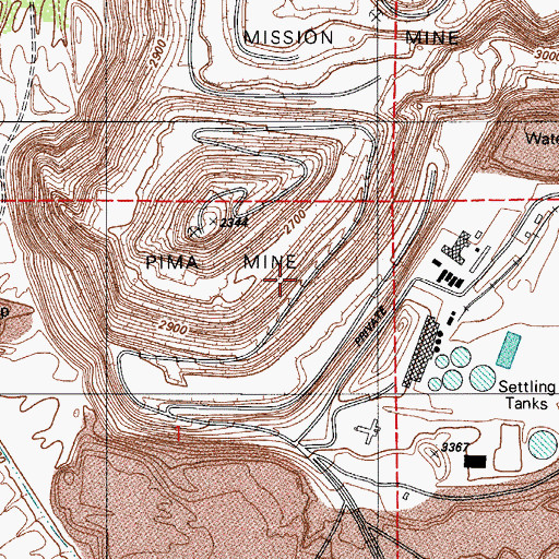Topographic Map of Missions Tailings Dam Number Two, AZ