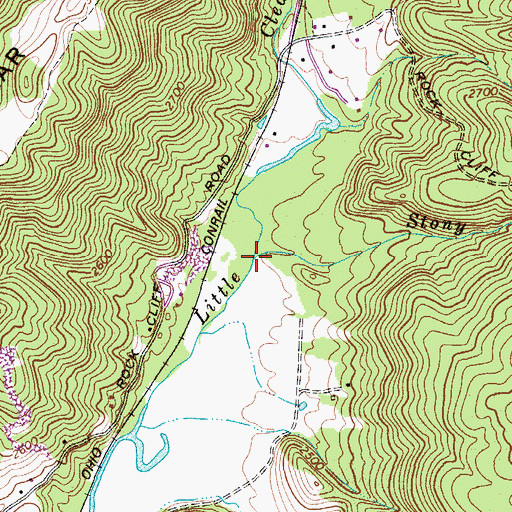 Topographic Map of Stony Run, WV