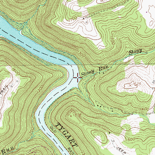 Topographic Map of Stony Run, WV