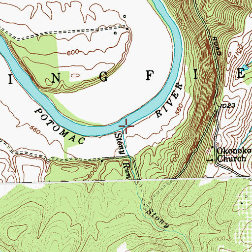 Topographic Map of Stony Run, WV