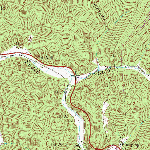 Topographic Map of Stout Run, WV