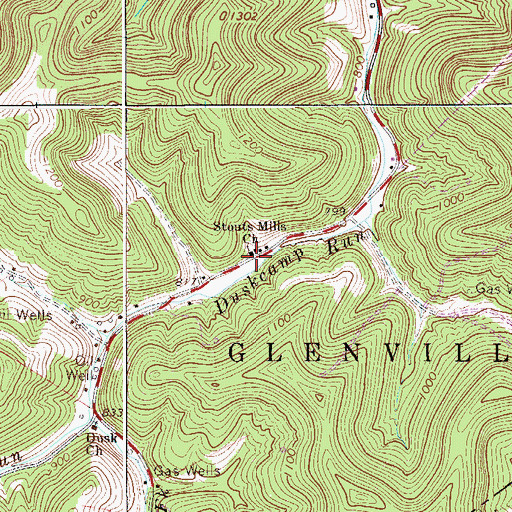 Topographic Map of Stouts Mills Church, WV