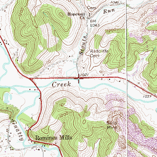 Topographic Map of Stouts Run, WV