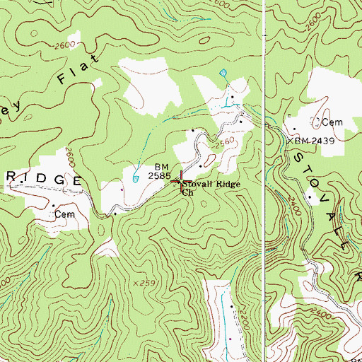 Topographic Map of Stovall Ridge Church, WV