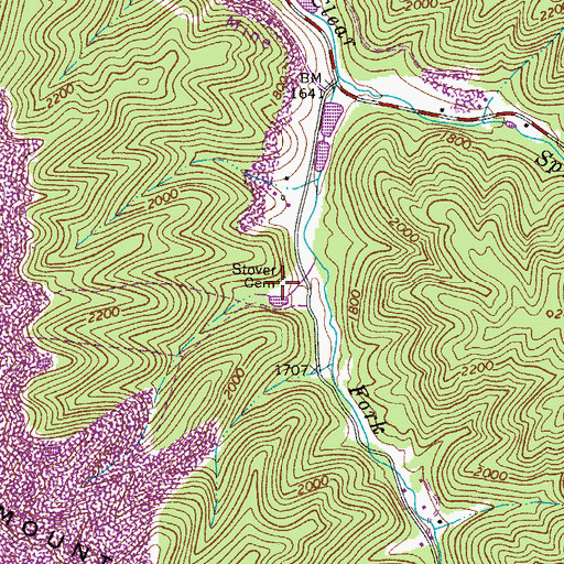 Topographic Map of Stover Cemetery, WV