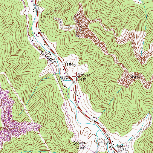Topographic Map of Stover Cemetery, WV