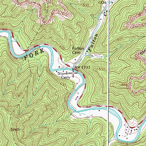 Topographic Map of Stover Cemetery, WV