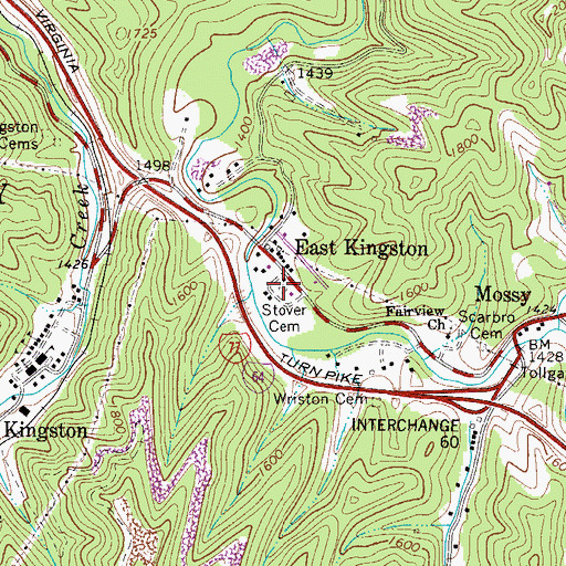 Topographic Map of Stover Cemetery, WV