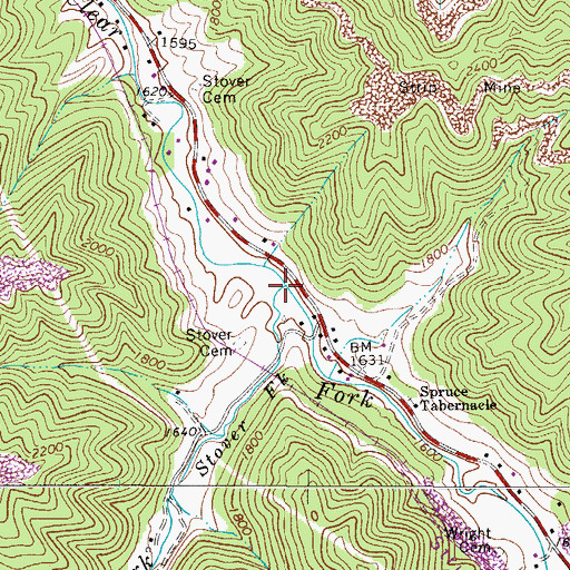 Topographic Map of Stover Fork, WV