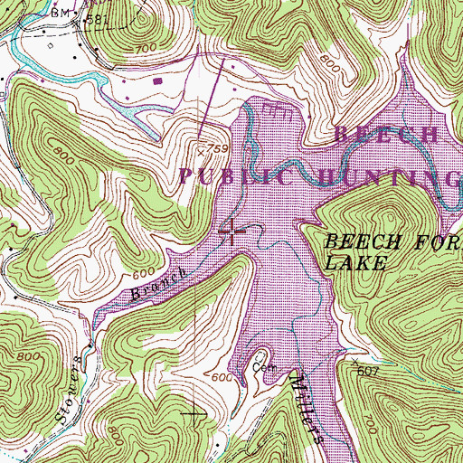 Topographic Map of Stowers Branch, WV