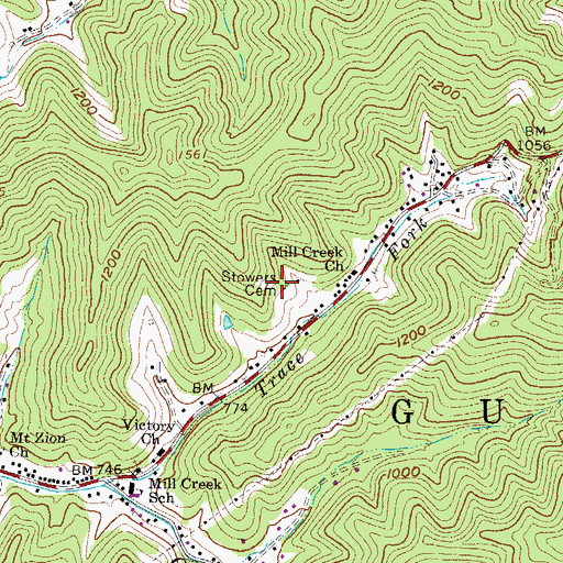 Topographic Map of Stowers Cemetery, WV