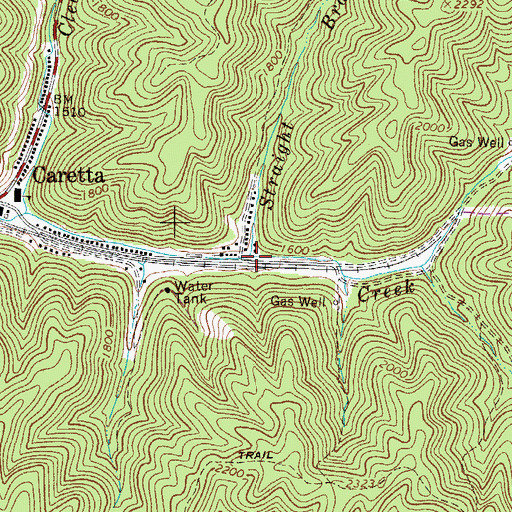 Topographic Map of Straight Branch, WV