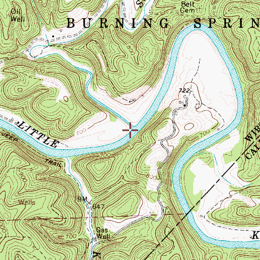 Topographic Map of Straight Creek, WV